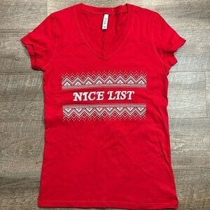 Bella Nice List Christmas holiday red Christmas T-shirt Medium